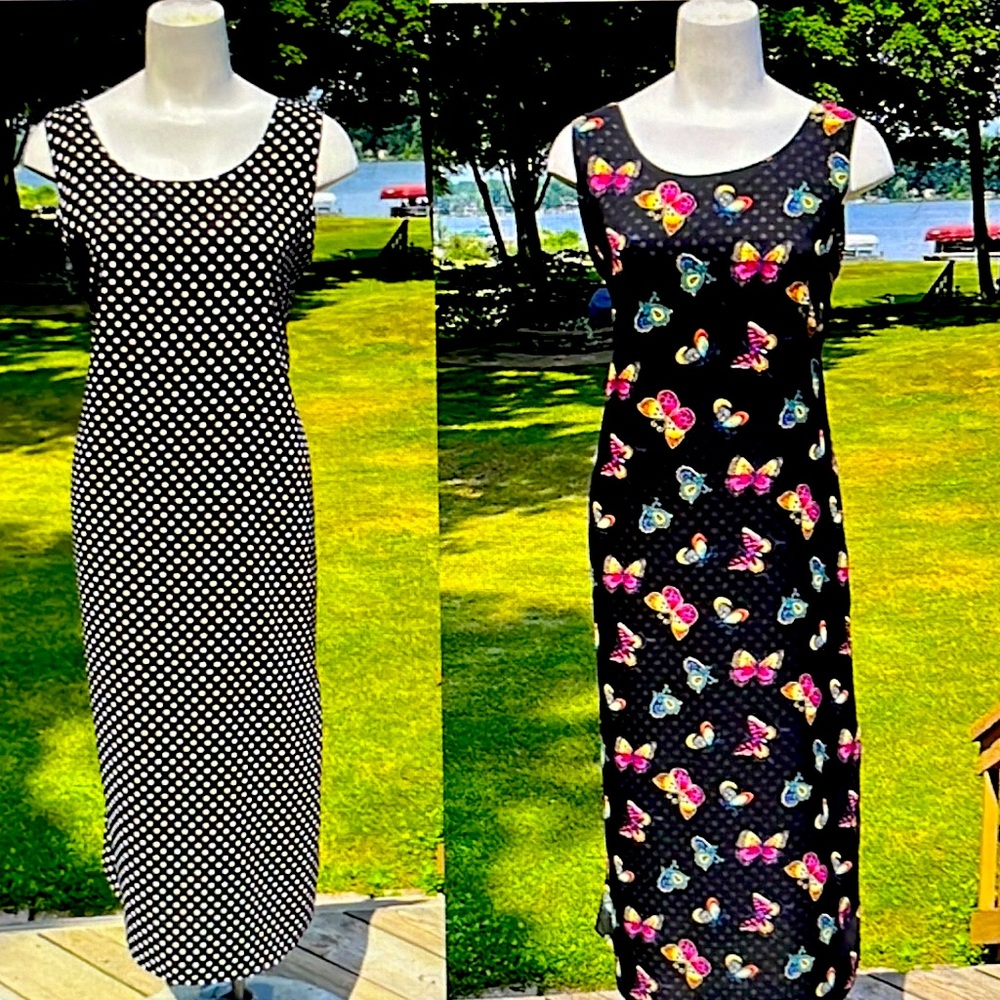 Elegant Black and Multicolor Midi Dress